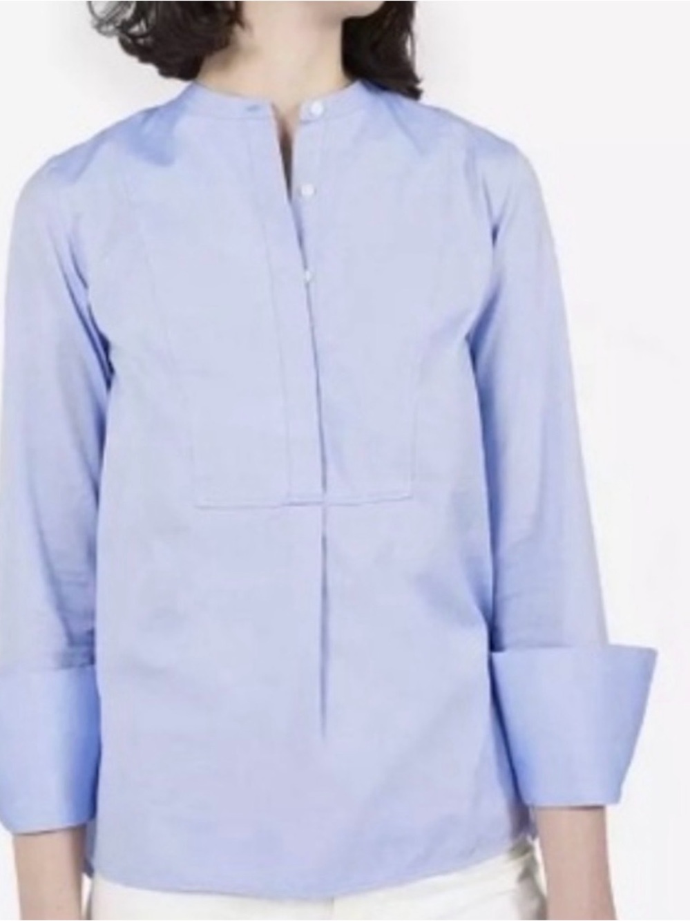 Everlane blue chambray oxford cloth bib tunic shirt size 4